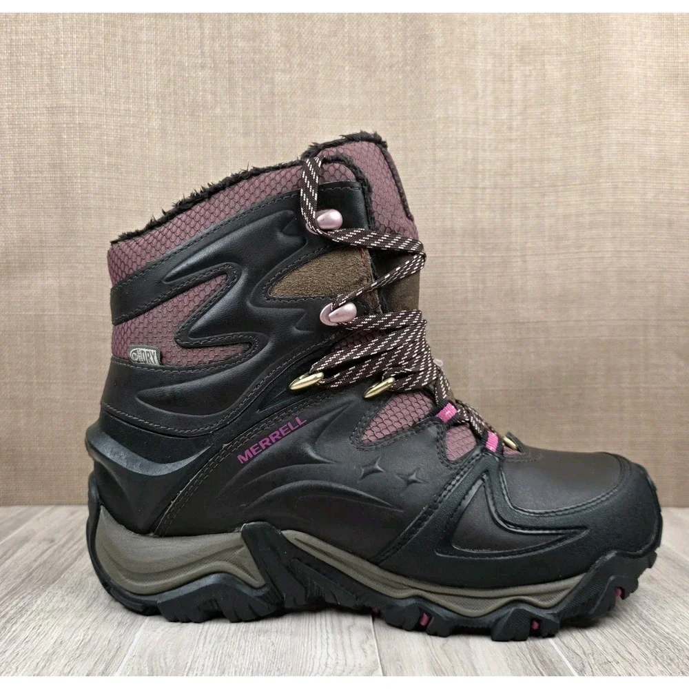 Merrell Polarand 8 Waterproof Womens Size 6 Expresso Pink Winter Hiking Boots